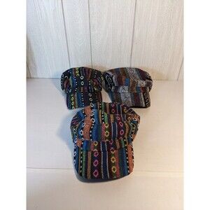Tribal Hats Bundle Set Of 3 Native Print Hook Loop Closure NWOT